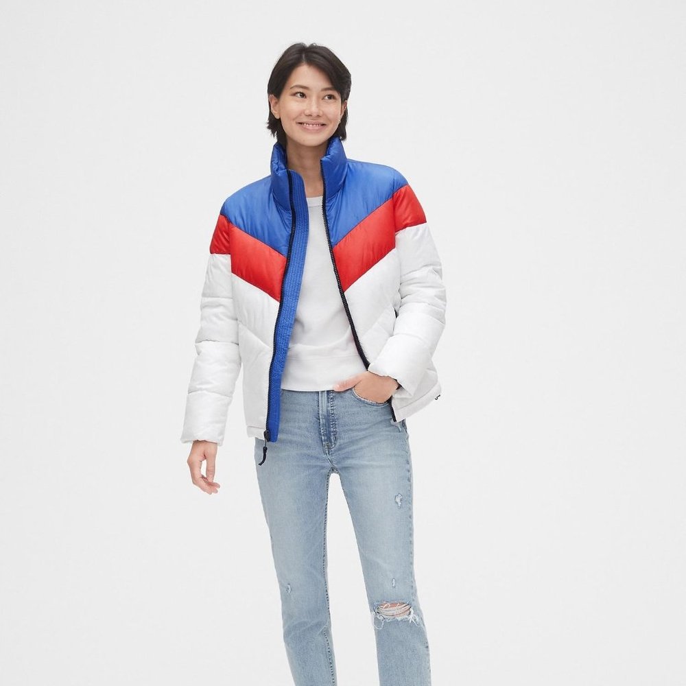 Gap Coldcontrol Max High Shine Colorblock Puffer … - image 2